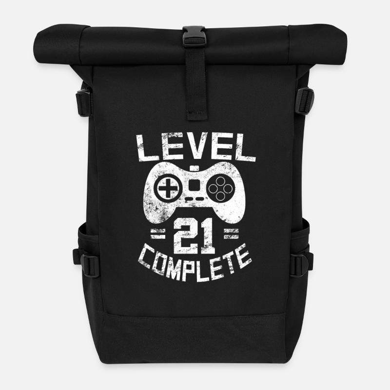 Level 21 Complete - Roll Top Backpack - black