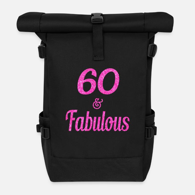 60th birthday 60 and Fabulous 1959 - Roll Top Backpack - black