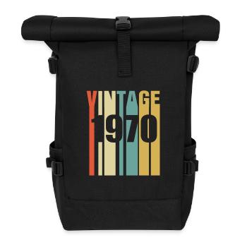 Jahrgang 1970 Retro - Rolltop Rucksack - Schwarz - Vorne