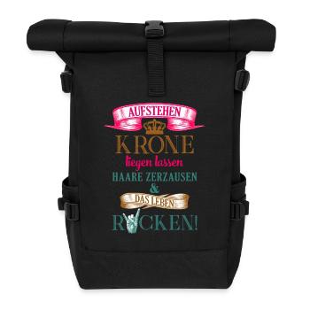 DAS LEBEN ROCKEN - Rolltop Rucksack - Schwarz - Vorne