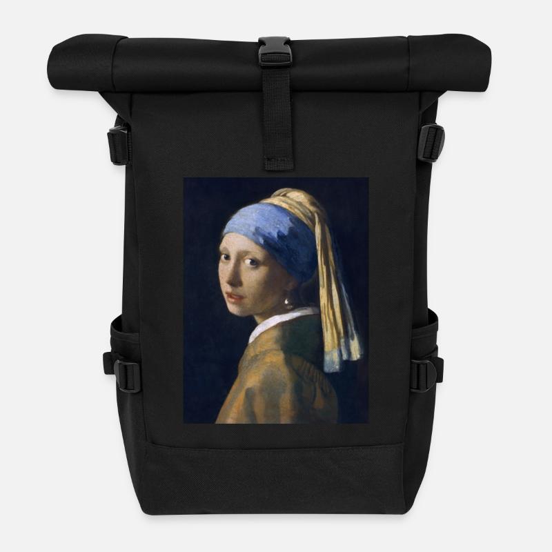 Jan Vermeer: Das Mädchen mit dem Perlenohrgehänge - Rolltop Rucksack - Schwarz