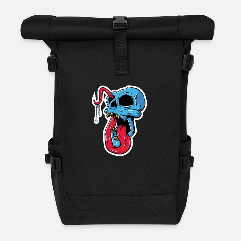 Schädel - odissé - Rolltop Rucksack - Schwarz