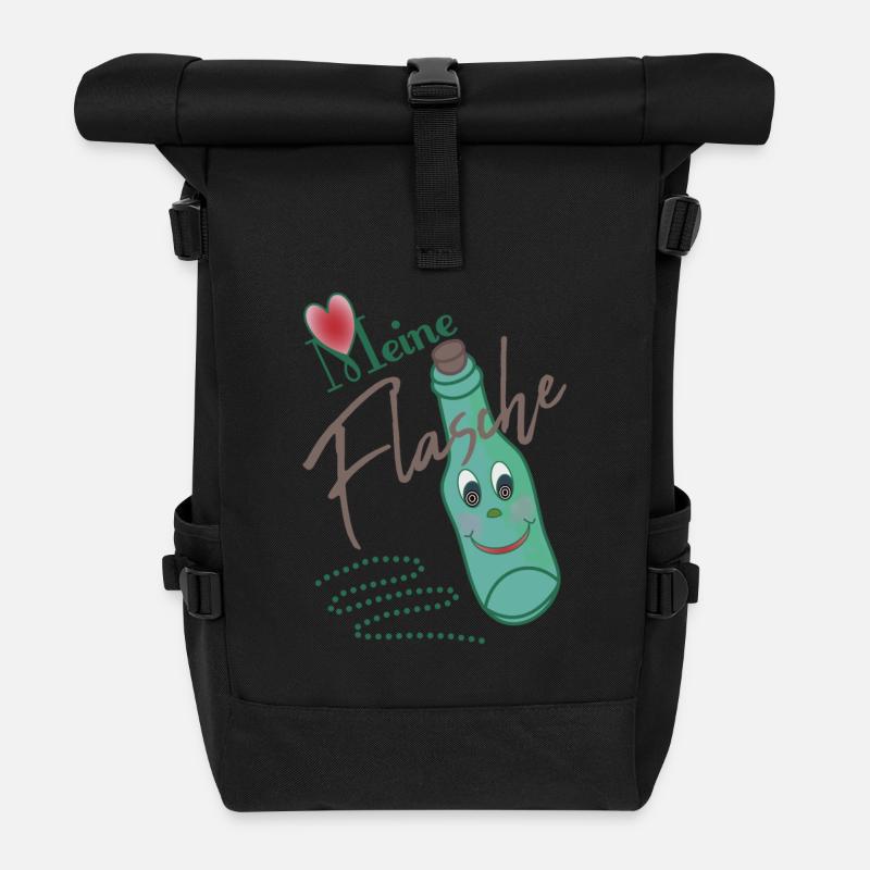 Flasche - Rolltop Rucksack - Schwarz