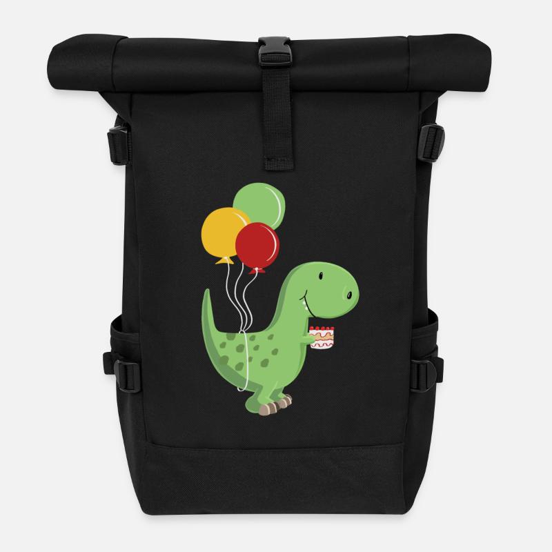 Happy Birthday -Geburtstag Junge T Rex Dinosaurier - Rolltop Rucksack - Schwarz
