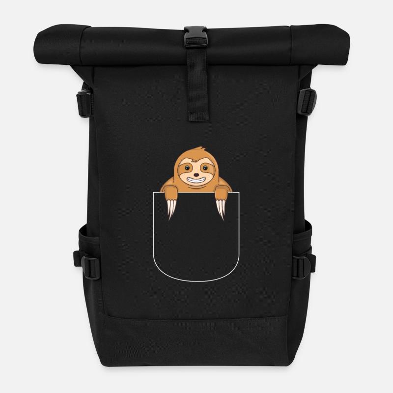 Faultier in der Tasche - Rolltop Rucksack - Schwarz