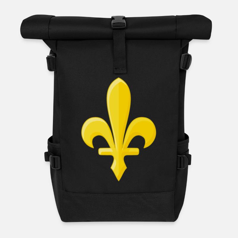 Goldene Lilie - Rolltop Rucksack - Schwarz
