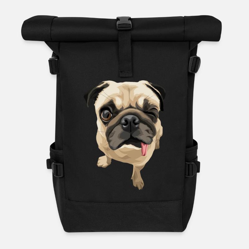 Twinky the Pug - Rolltop Rucksack - Schwarz