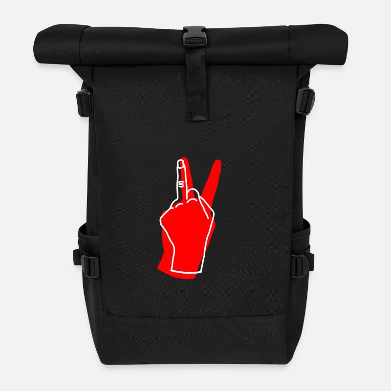 paix rouge - Sac à dos roll top - noir