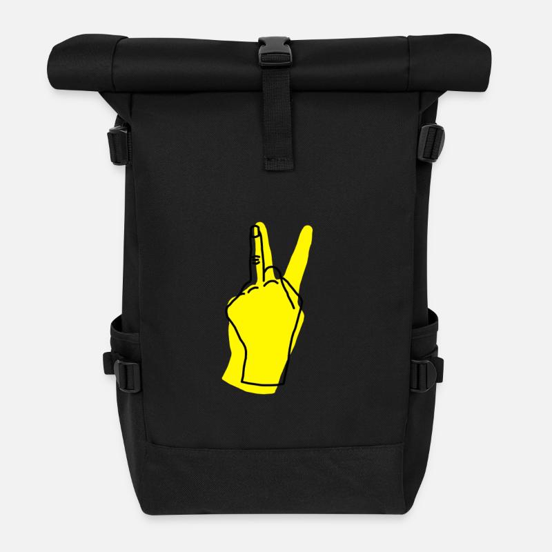 paix jaune - Sac à dos roll top - noir