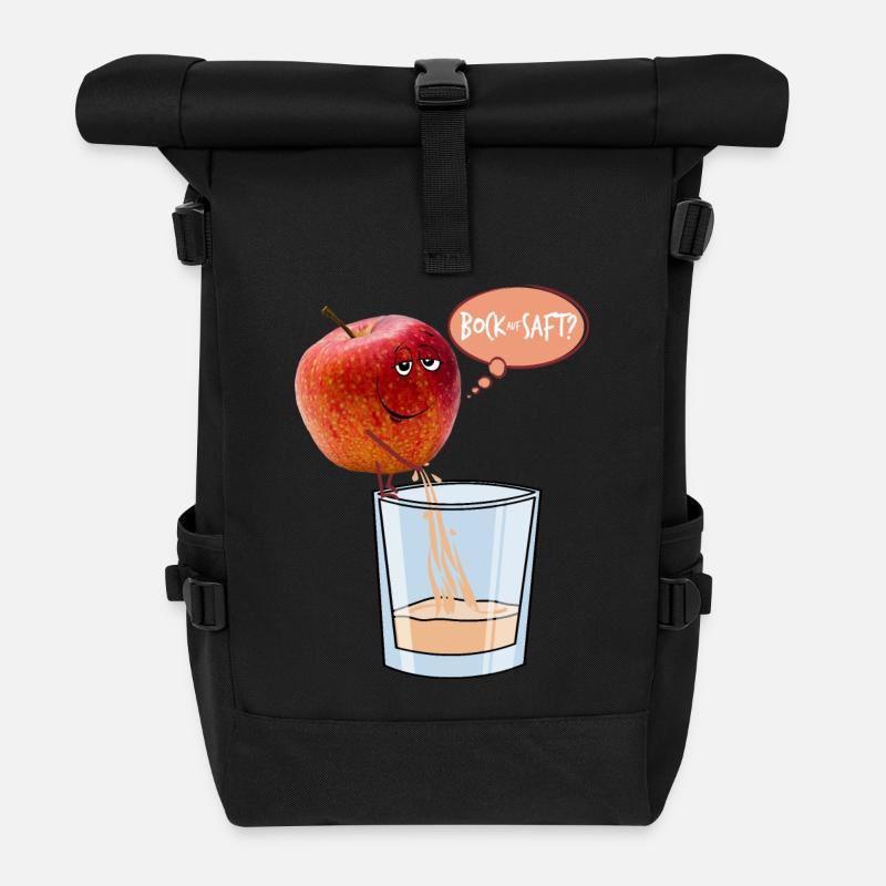 Apfel pisst Apfelsaft - Bock auf Saft? - Rolltop Rucksack - Schwarz