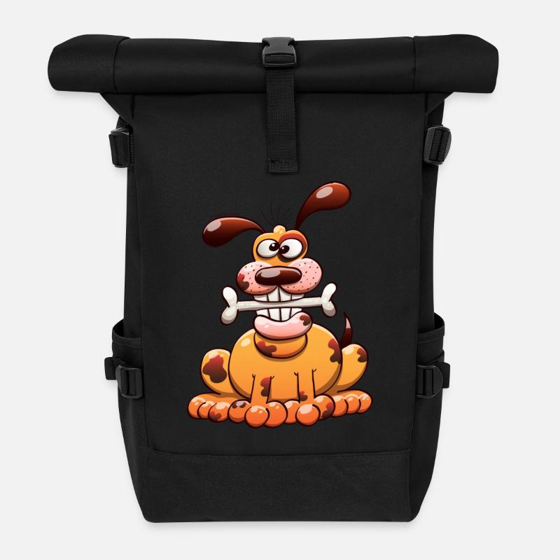 Chien posant avec un os - Sac à dos roll top - noir