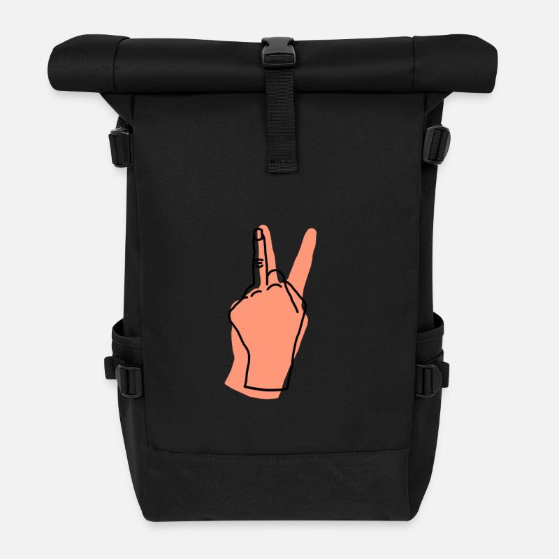 peace peach - Roll Top Backpack - black