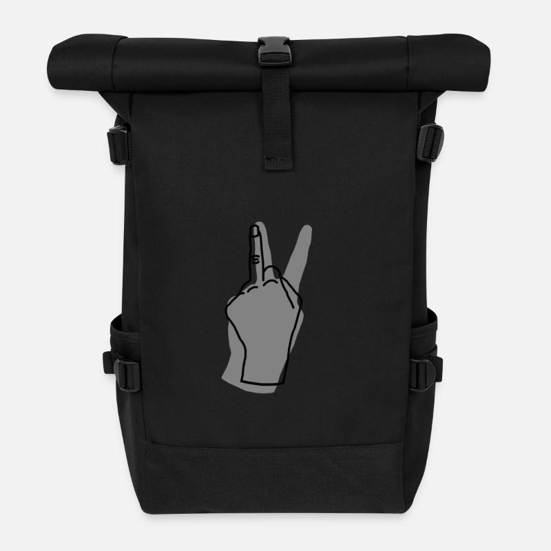 peace gray - Roll Top Backpack - black