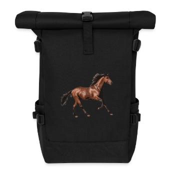 braunes Pferd - Rolltop Rucksack - Schwarz - Vorne