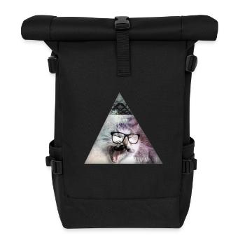 Triangle Monster Moustache Cat - Rolltop Rucksack - Schwarz - Vorne
