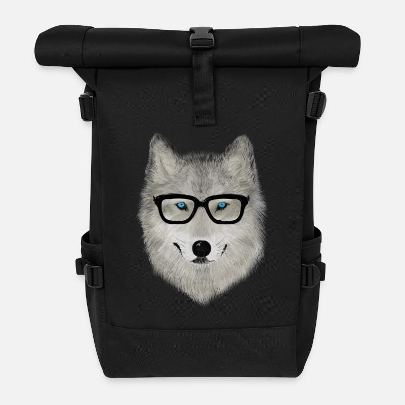 Wildtier mit Brille V02 - Rolltop Rucksack - Schwarz