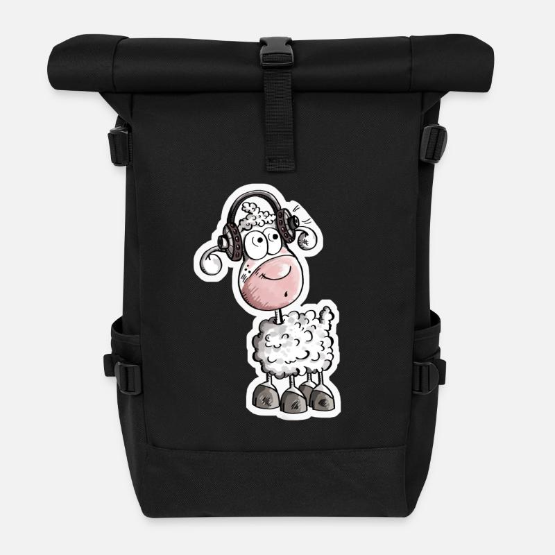Schaf mag Musik - Schafe - Lamm - Bock - Schafbock - Rolltop Rucksack - Schwarz
