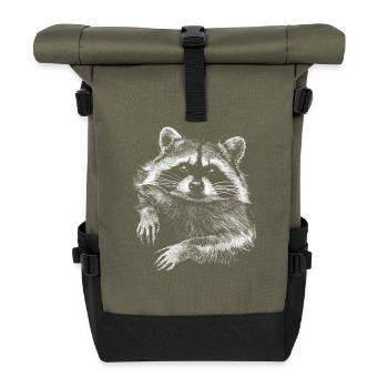 racoon - Roll Top Backpack - olive/black - Front