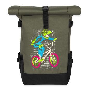 Vélo BMX | BMX coloré - BMX Rider - Sac à dos roll top - olive/noir - Devant