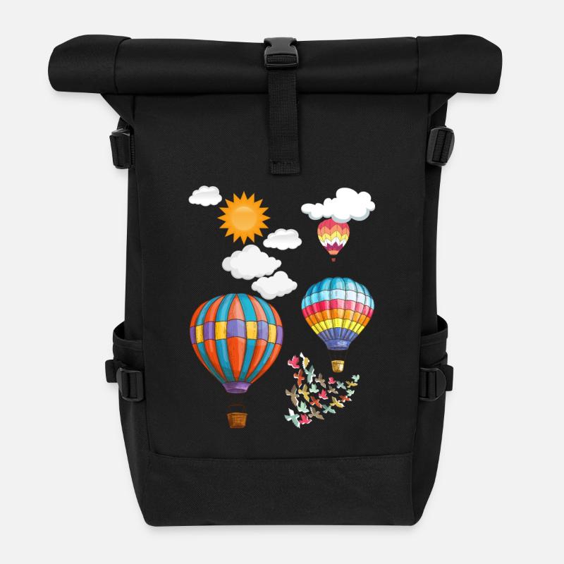 Heißluftballon - Rolltop Rucksack - Schwarz