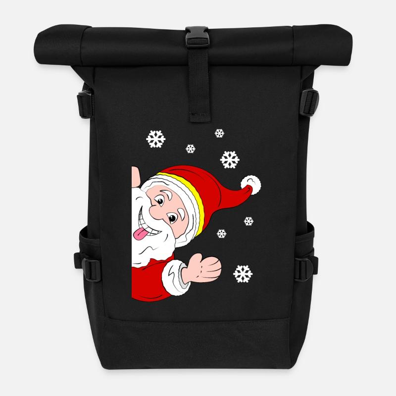 Froher Weihnachtsmann Schneegruß - Rolltop Rucksack - Schwarz