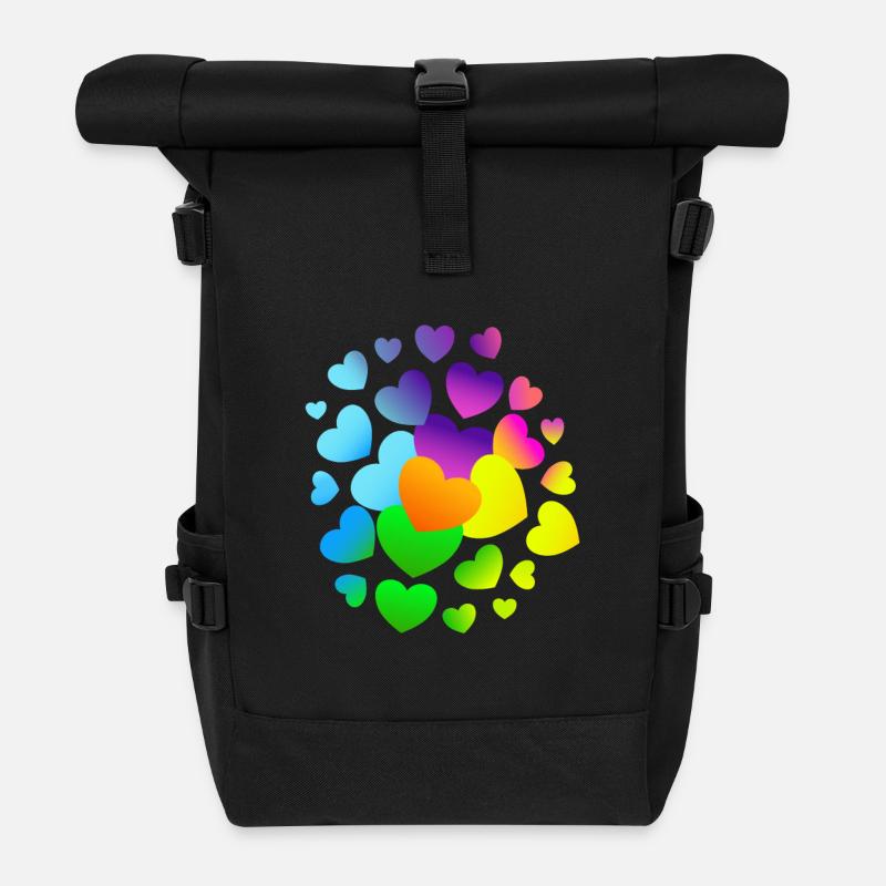 Herzen Herz viele Herzen - Rolltop Rucksack - Schwarz