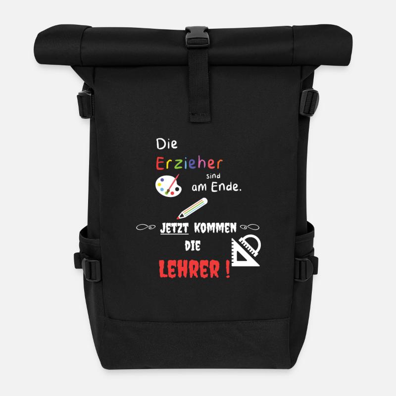 Grundschule Lustig Einschulung Motiv - Rolltop Rucksack - Schwarz