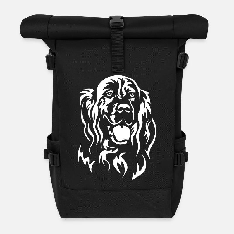 Englischer Setter Kopf "Black Edition" - Rolltop Rucksack - Schwarz