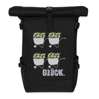 schubkarren glück - Rolltop Rucksack - Schwarz - Vorne