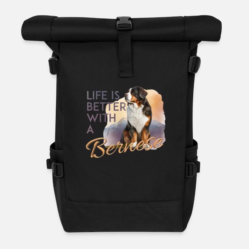 Berner Sennenhund - Rolltop Rucksack - Schwarz