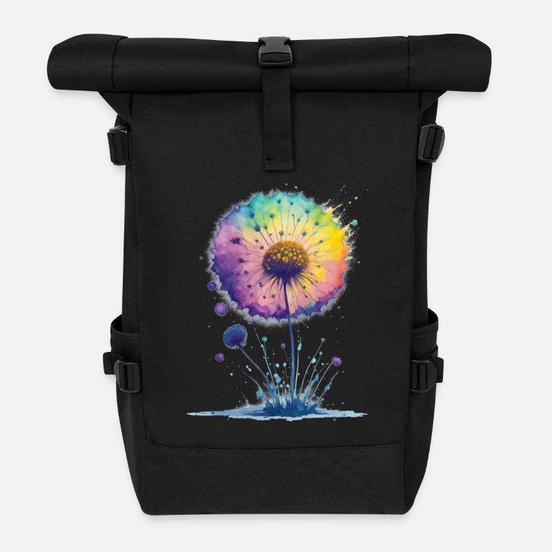 Blume - Rolltop Rucksack - Schwarz