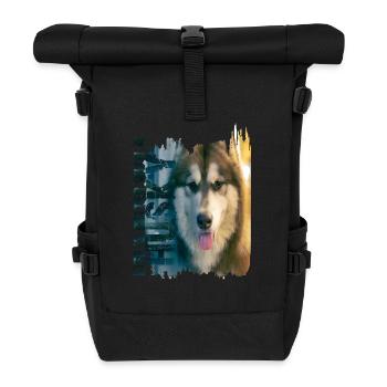 Siberian Husky - Roll Top Backpack - black - Front