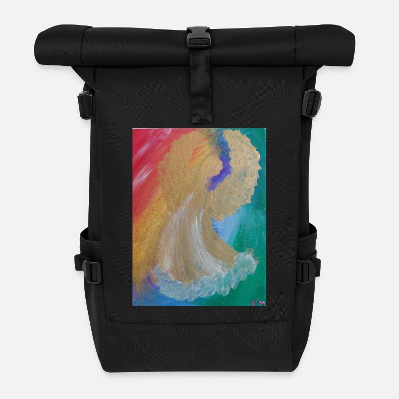 Regenbogenengel - Engel des Einklangs - Engelbild - Rolltop Rucksack - Schwarz