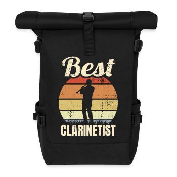 Funny clarinetist - Roll Top Backpack - black - Front
