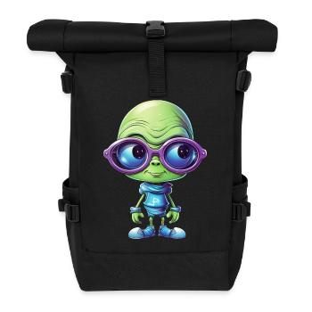 Nerdy alien with glasses - Roll Top Backpack - black - Front