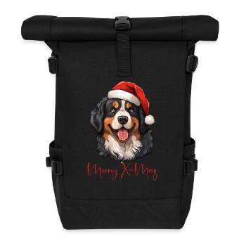 Bernese mountain dog - Roll Top Backpack - black - Front