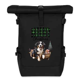 Christmas Bernese mountain dog - Roll Top Backpack - black - Front