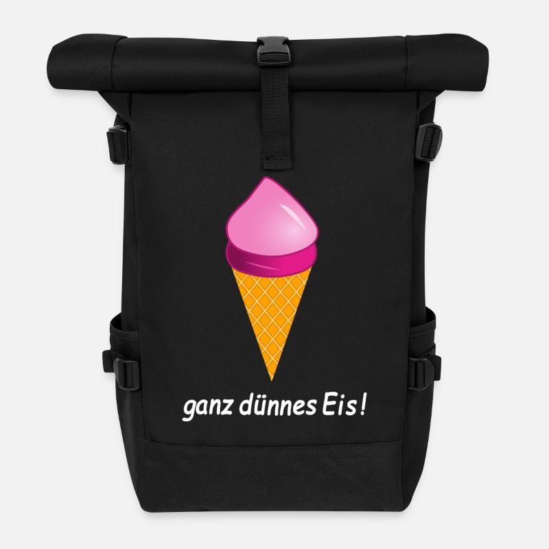 ganz dünnes Eis Eiscreme - Rolltop Rucksack - Schwarz