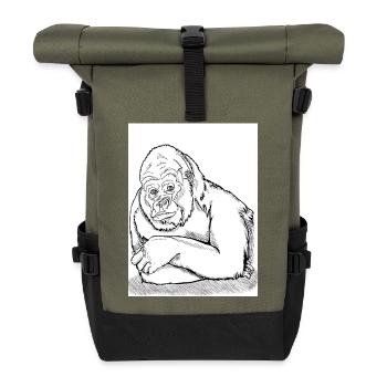 Nachdenklicher Gorilla - Rolltop Rucksack - Olive/Schwarz - Vorne