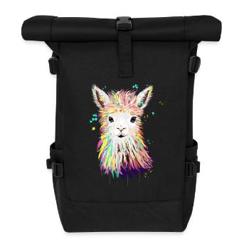 Lama Aquarelle - Sac à dos roll top - noir - Devant