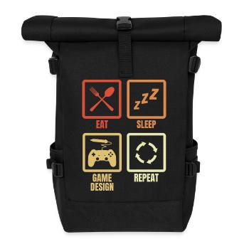 Game Designer Zeitplan - Rolltop Rucksack - Schwarz - Vorne