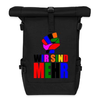 Wir sind mehr - Rolltop Rucksack - Schwarz - Vorne