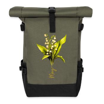 Muguet design naturaliste - Sac à dos roll top - olive/noir - Devant