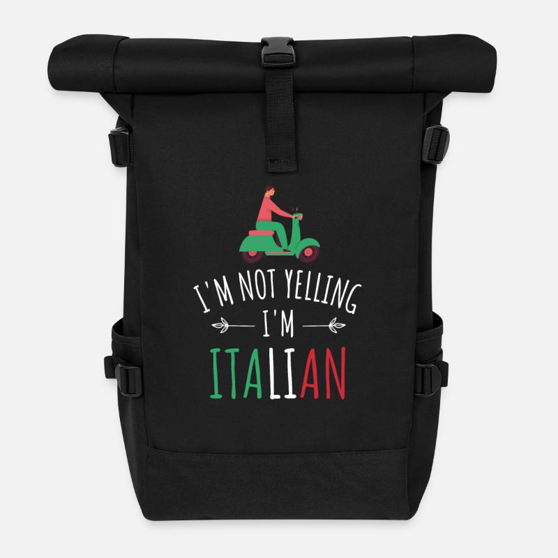I'm Italian - Roll Top Backpack - black