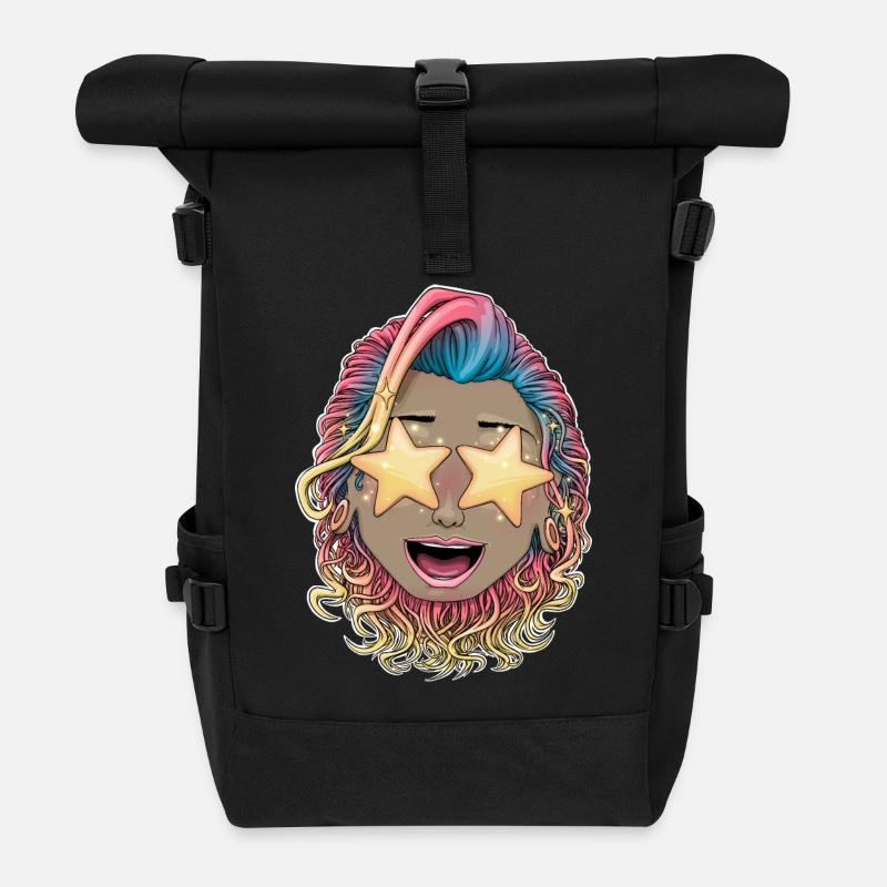 Lebendige Sternenaugen-Feier - Rolltop Rucksack - Schwarz