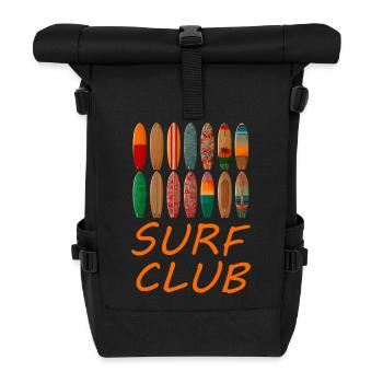Surf Club Surfbrett Design - Rolltop Rucksack - Schwarz - Vorne