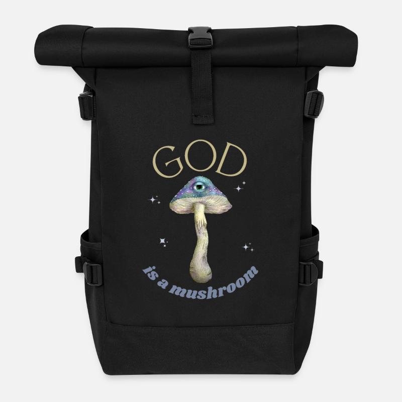 God is a mushroom - Roll Top Backpack - black