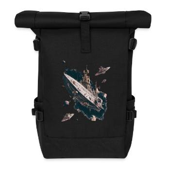 Starship Adventure In The Far Reaches Of Space - Roll Top Backpack - black - Front