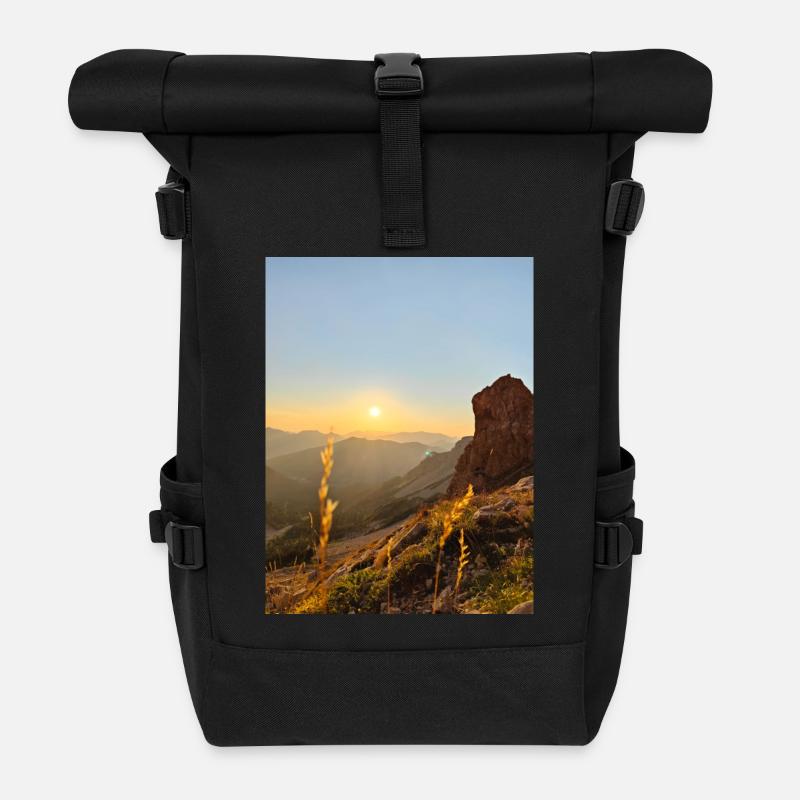 Sunset - Roll Top Backpack - black