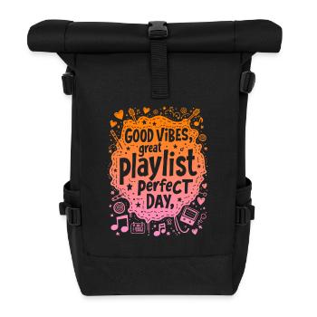 GREAT PLAYLIST, PERFECT DAY, MUSIC - Roll Top Backpack - black - Front